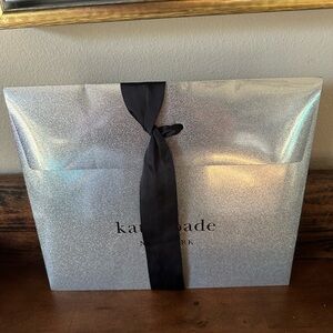 Kate Spade Silver Gift Bag with Black Ribbon